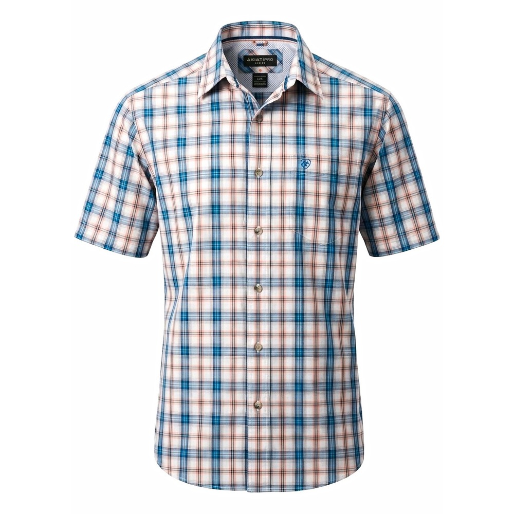 Ariat Men's Pro Series Vented Plaid Short Sleeve Shirt Large Western Performance